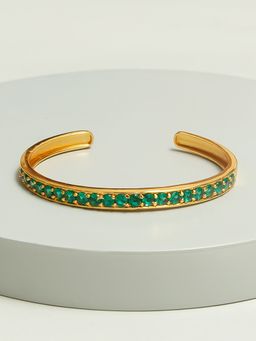 Pipa Bella by Nykaa Fashion - Minimal Gold Plated Green Studded Bracelet