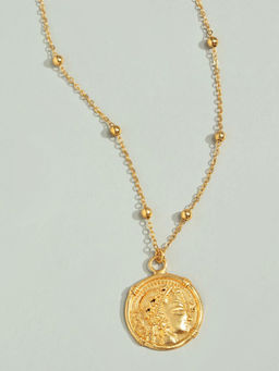 Pipa Bella by Nykaa Fashion - Gold-Plated Necklace With Coin Charm Pendant