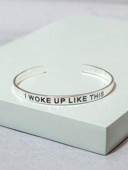 Pipa Bella by Nykaa Fashion - Silver Plated I Woke Up Like This Karma Bangle