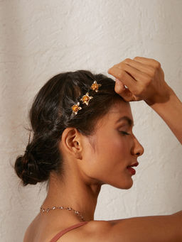 Pipa Bella by Nykaa Fashion - Gold Rosalia Bun And Hair Pin Set (Set of 2)