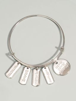 Pipa Bella by Nykaa Fashion - Silver-Plated Fearless Charm Bracelet
