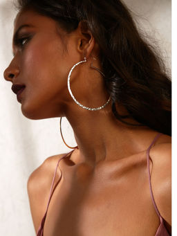 Pipa Bella by Nykaa Fashion - Classic Silver Minimal Solid Large Hoops