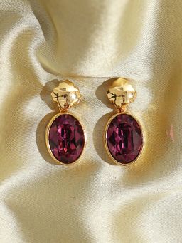 Pipa Bella by Nykaa Fashion - Oval Shaped Dangler Earrings with Brass material 18k Gold Plated Base Studded