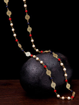 PANASH - Women Gold-Plated Red Jade Stone-Studded Handcrafted Necklace
