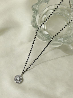 Pipa Bella by Nykaa Fashion - CZ Silver Circle Studded Mangalsutra Necklace