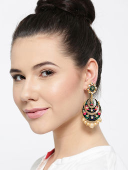 PANASH - Black Gold-Plated Meenakari Chandbalis