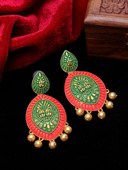 PANASH - Gold-Toned Handpainted Pearl Beads Drop Earrings