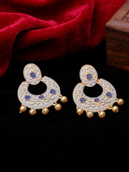 PANASH - Gold-Toned Handpainted Pearl Beads Drop Earrings
