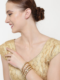 PANASH - Set of 4 Gold-Plated White Kundan-Studded Handcrafted Bangles