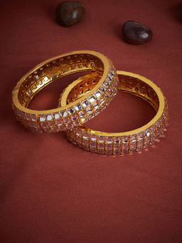 PANASH - Set Of 2 Gold-plated Kundan Studded Handcrafted Bangles