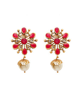 Stunning Full Coral Pearls Stud Gold Earring Online ER2881