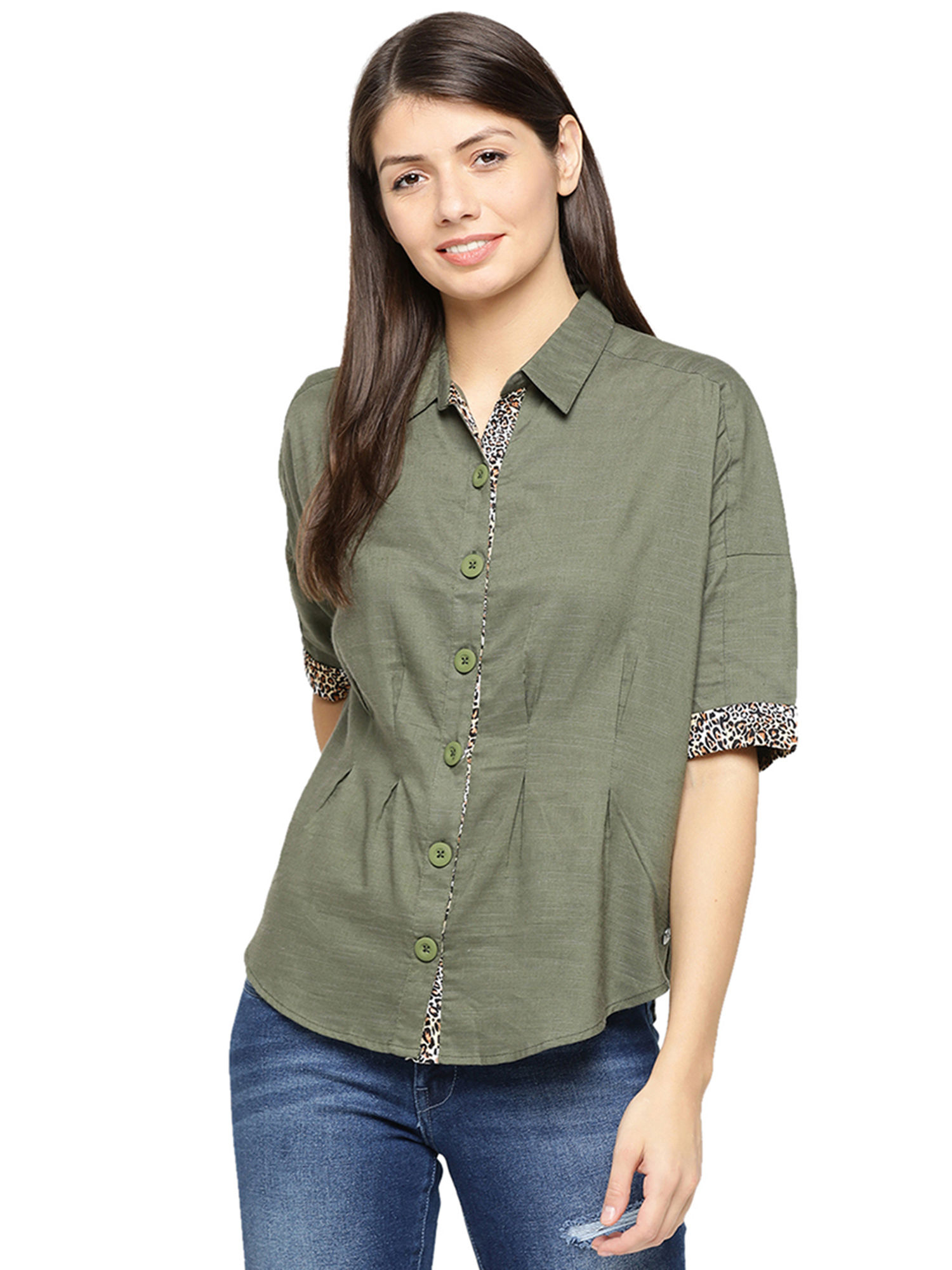 Buy Pepe Jeans Olive Solid Shirt Online 