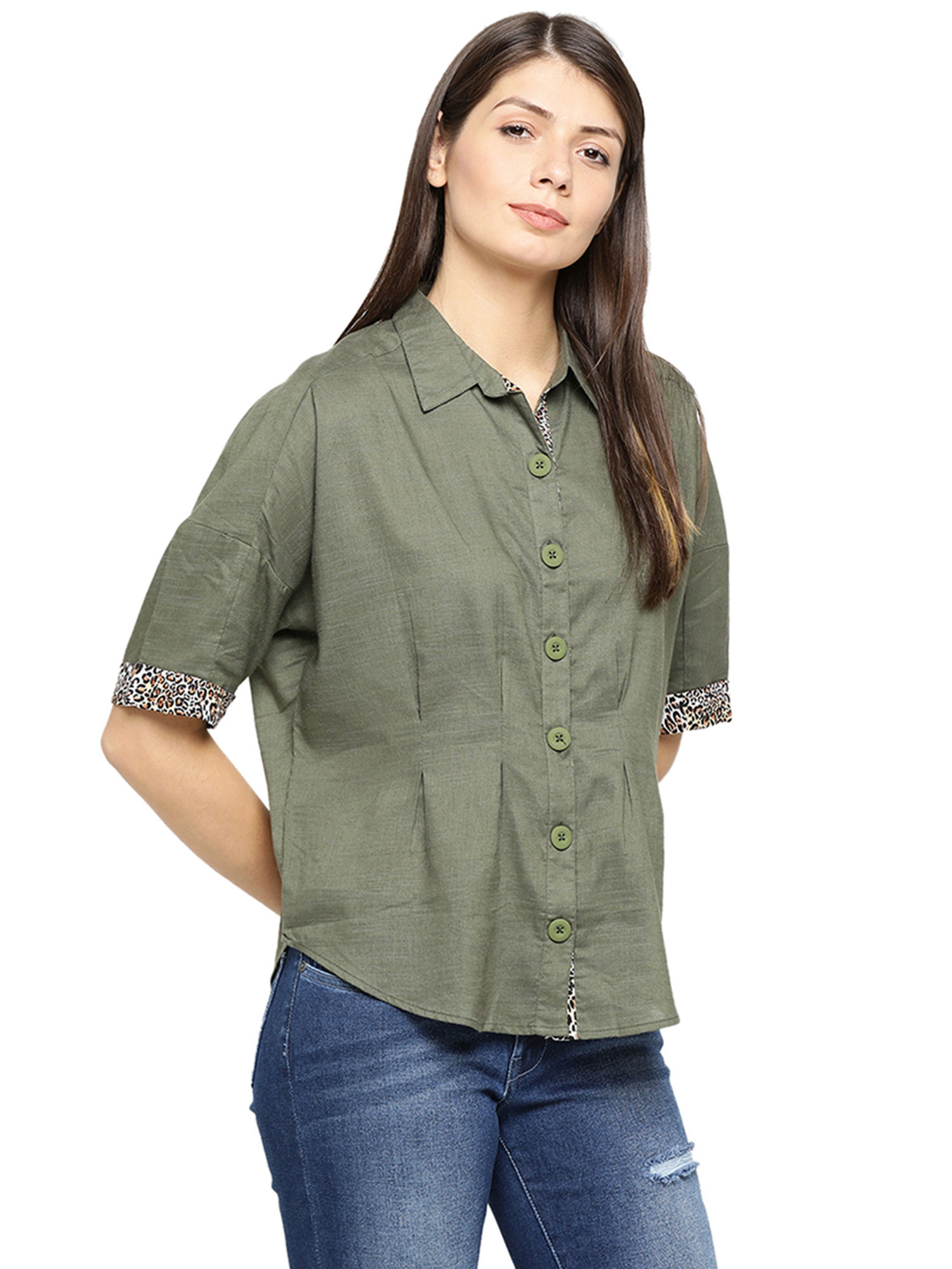 Buy Pepe Jeans Olive Solid Shirt Online 
