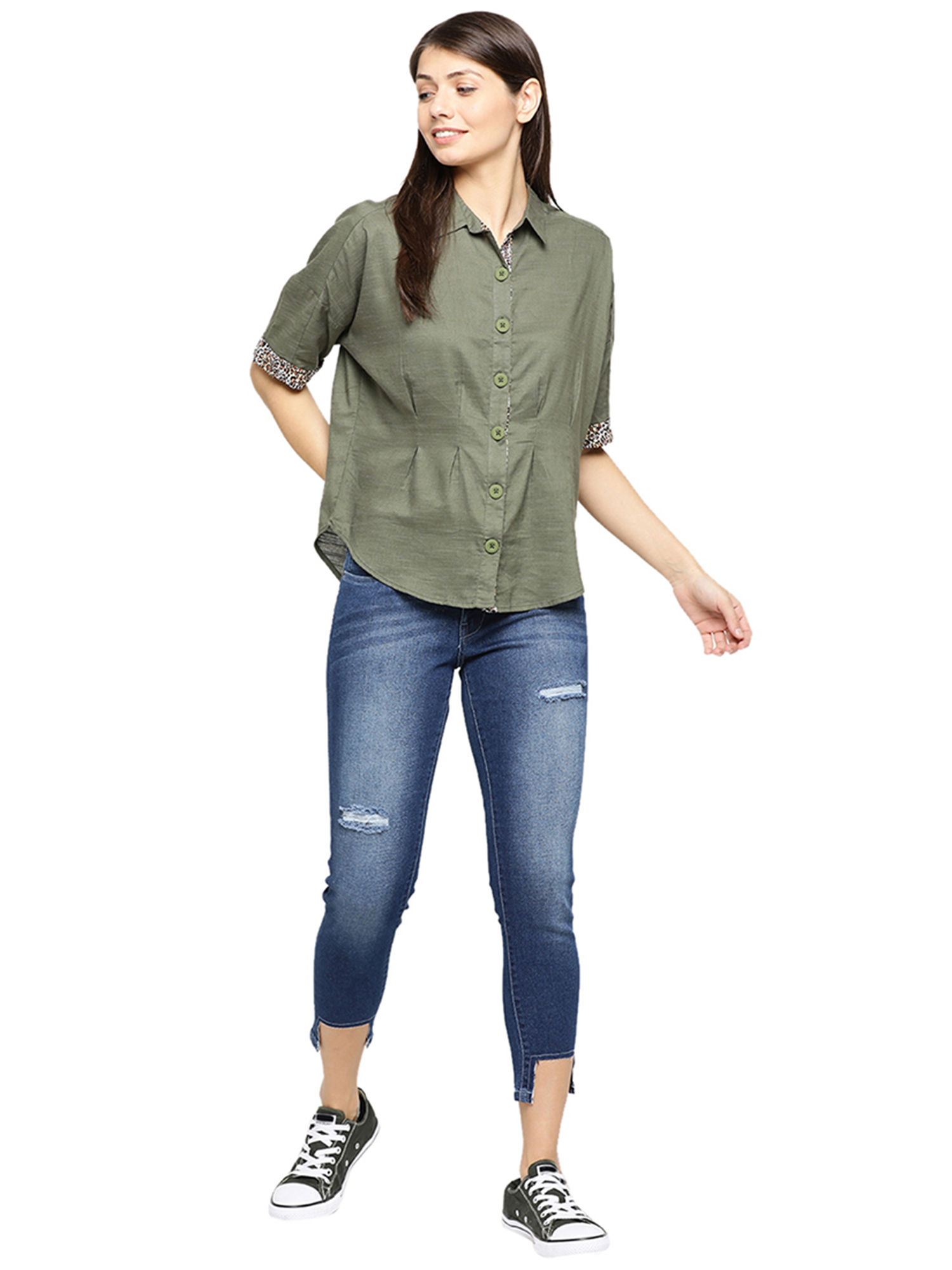 Buy Pepe Jeans Olive Solid Shirt Online 