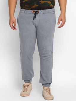 Urbano Plus - Men Light Grey Regular Fit Washed Joggers Stretchable