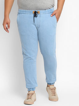 Urbano Plus - Men Ice Blue Regular Fit Washed Joggers Stretchable