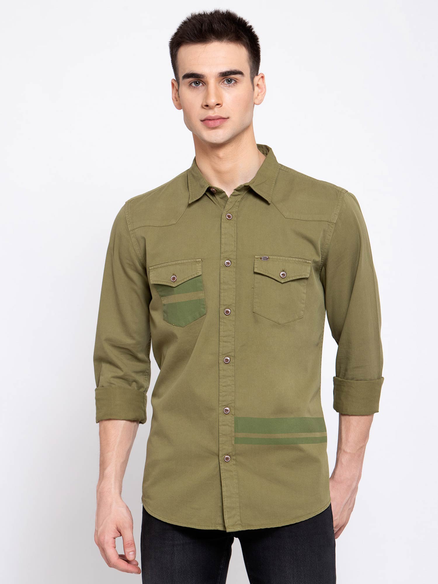 Pepe Jeans olive Solid Casual Shirts 