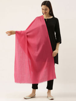 Pashmoda - Women Pink Pure Wool Melange Stole Woolmark Certified