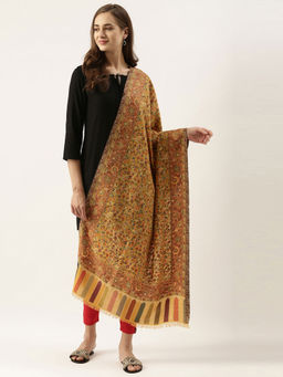 Pashmoda - Women Yellow Kaani Woven Design Stole