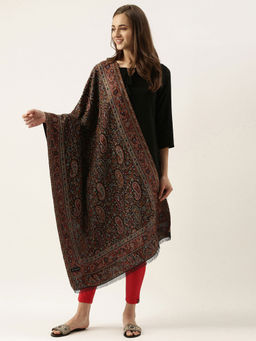Pashmoda - Women Black Kaani Woven Design Stole