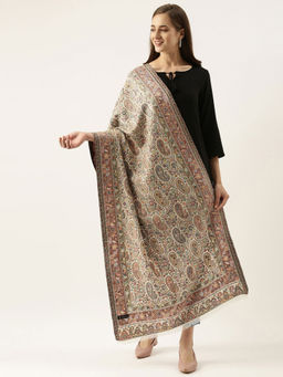 Pashmoda - Women White Kaani Woven Design Stole