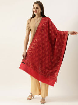 Pashmoda - Women Red Kaani Woven Design Stole