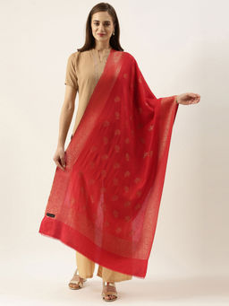 Pashmoda - Women Red Kaani Woven Design Stole