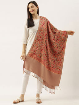 Pashmoda - Women Beige Aari Embroidered Stole
