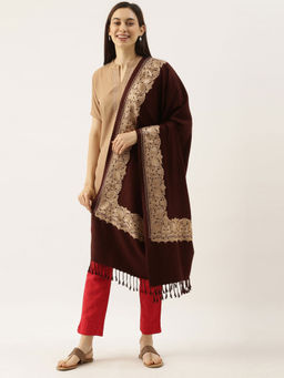 Pashmoda - Women Brown Aari Embroidered Stole