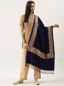 Pashmoda - Women Navy Blue Aari Embroidered Stole