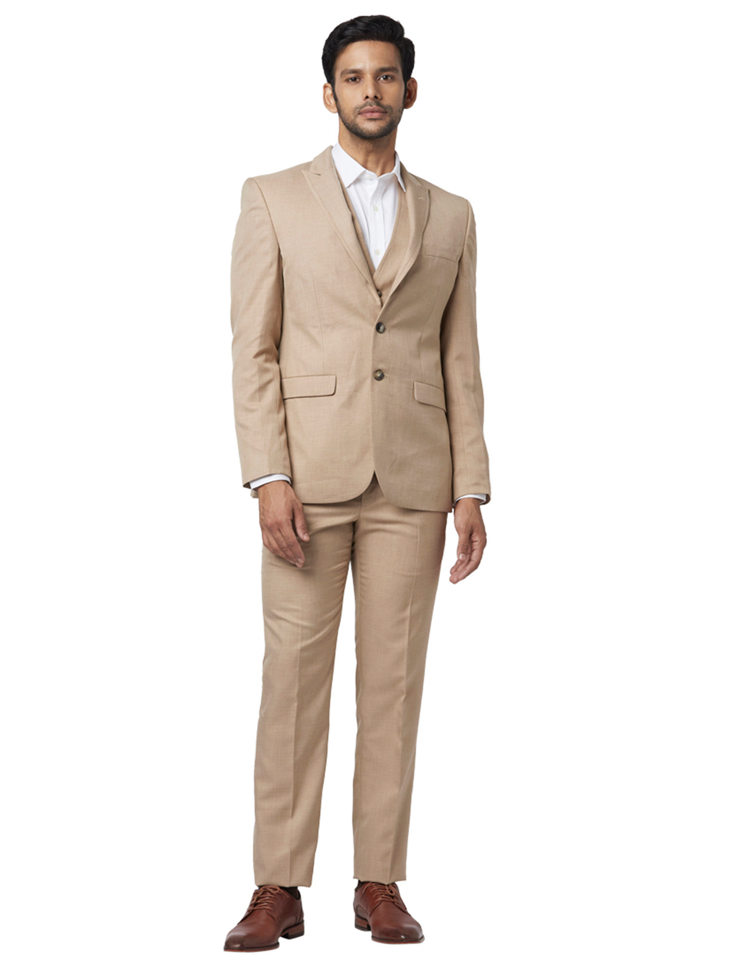 Buy Park Avenue Medium Khaki Solid 3 