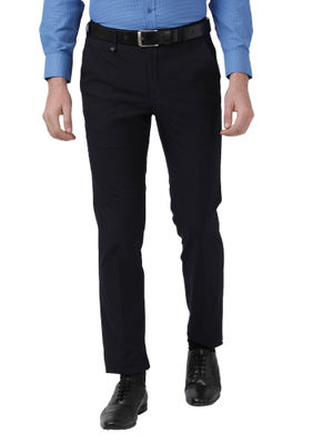 Park Avenue Formal Trousers : Buy Park Avenue Dark Blue Solid Formal ...