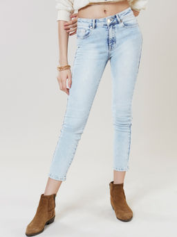 Label Ritu Kumar - Blue Slim Fit Solid Pant