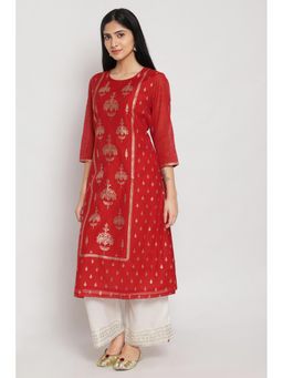 Biba - Red Woven Kurta