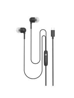 Portronics - Conch 60 in-Ear Wired Earphone with Mic, Type-C Audio Jack-POR-1497 - Black