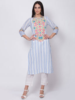 Biba - Blue Striped Kurta