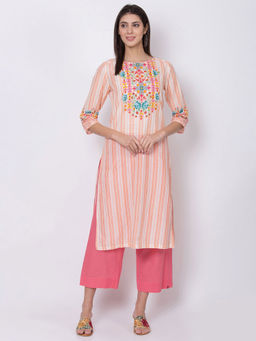 Biba - Pink Striped Kurta