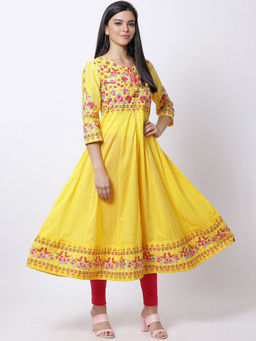 Biba - Yellow Floral Kurta