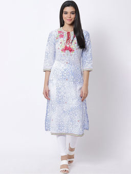 Biba - Blue Printed Kurta