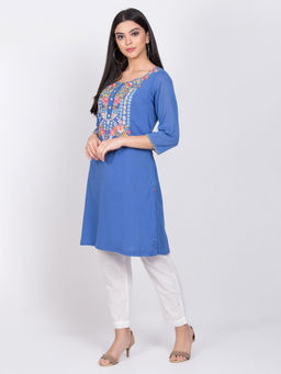 Biba - Blue Embroidered Kurta