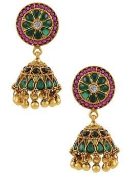 Tribe Amrapali - Silver Gold Plated Kimaya Floral Jhumkis