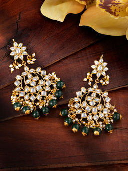 Peora - Green Kundan Earrings-PF24E1743G