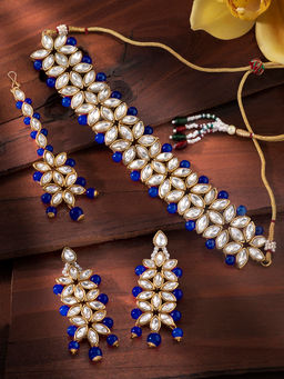 Peora - Traditional Gold Plated Kundan Pearl Choker Necklace Jewellery (Set of 3)-PF24N2832B