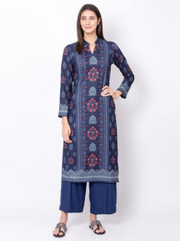 Biba - Blue Printed Kurta