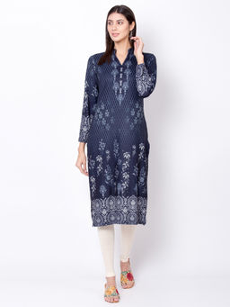 Biba - Navy Blue Printed Kurta