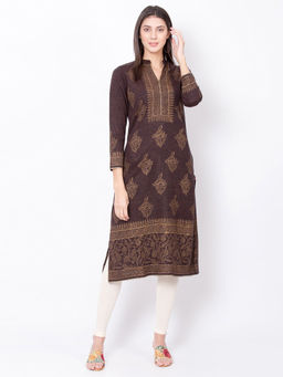 Biba - Brown Printed Kurta
