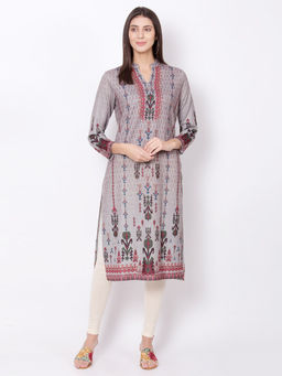 Biba - Grey Printed Kurta