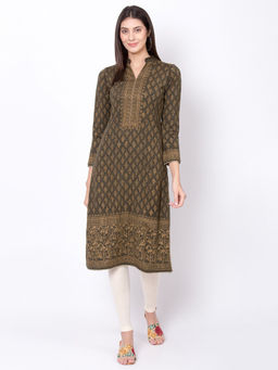 Biba - Olive Printed Kurta