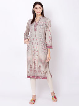 Biba - Grey Printed Kurta