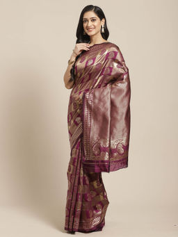 Sareemall - Purple Printed Saree with Unstitched Blouse
